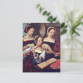 Drie meisjes die muziek Briefkaart spelen (Staand voorkant)