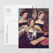 Drie meisjes die muziek Briefkaart spelen (Voorkant / Achterkant)