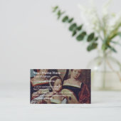 Drie meisjes die muziekinstrumenten spelen met een visitekaartje (Staand voorkant)