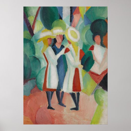 Drie meisjes in de Petten tegen August Macke Poster (Voorkant)
