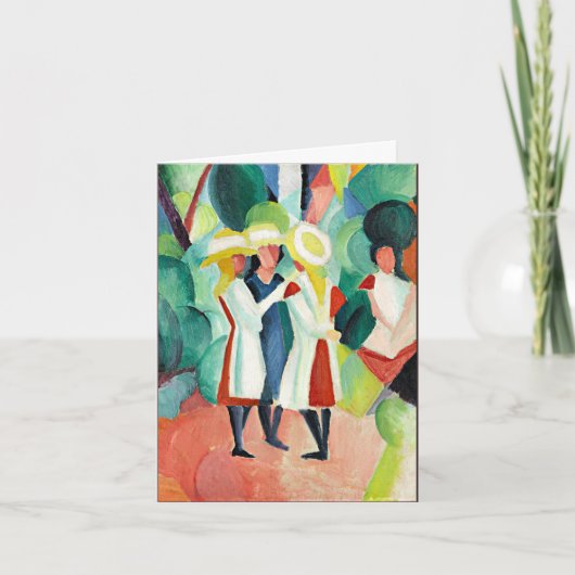 Drie meisjes in gele Petten Feestdagen Kaart (Voorkant)