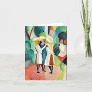 Drie meisjes in gele Petten Feestdagen Kaart