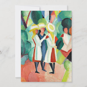 Drie meisjes in gele strohoeden feestdagenkaart