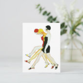 Drie meisjes lopen - Illustratie uit 1920 Briefkaart (Staand voorkant)