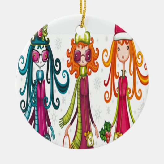 Drie meisjes ontwerpen keramisch ornament (Voorkant)
