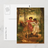 Drie Meisjes op een Swing Briefkaart (Voorkant / Achterkant)