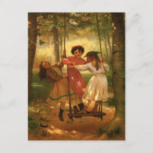 Drie Meisjes op een Swing Briefkaart