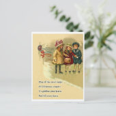 Drie meisjes op sneeuw, kerstcadeautje met gedicht briefkaart (Staand voorkant)