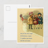 Drie meisjes op sneeuw, kerstcadeautje met gedicht briefkaart (Voorkant / Achterkant)