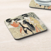 Drie meisjes padelen in een rivier, van de 'Mode' Bier Onderzetter (Linkerzijde)