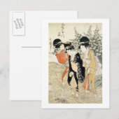 Drie meisjes padelen in een rivier, van de Mode Briefkaart (Voorkant / Achterkant)