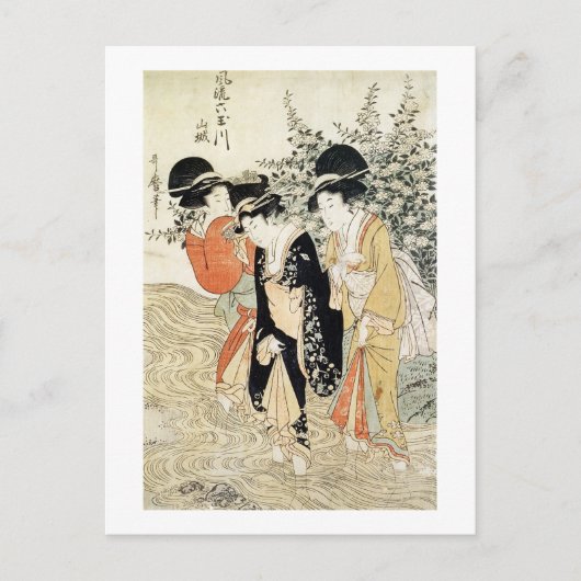 Drie meisjes padelen in een rivier, van de Mode Briefkaart (Voorkant)