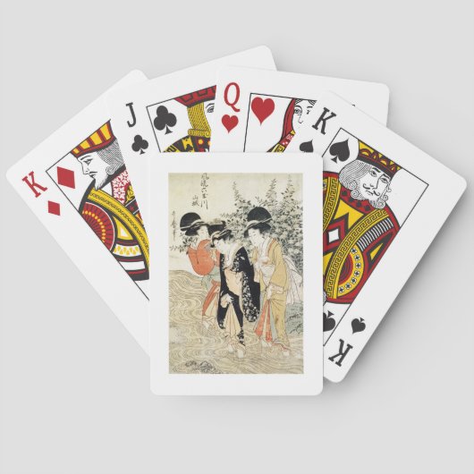 Drie meisjes padelen in een rivier, van de Mode Pokerkaarten (Achterkant)