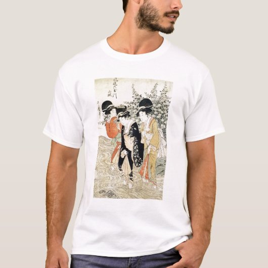 Drie meisjes padelen in een rivier, van de 'Mode' T-shirt (Voorkant)