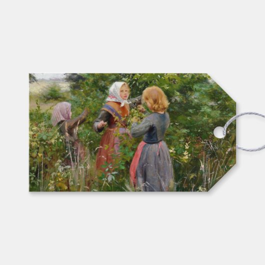 Drie Meisjes Pickende bramen (door Brendekilde) Cadeaulabel (Voorkant (Horizontaal))