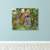 Drie Meisjes Pickende bramen (door Brendekilde) Canvas Afdruk (Insitu (Houten vloer))