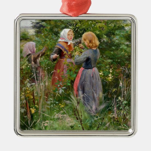 Drie Meisjes Pickende bramen (door Brendekilde) Metalen Ornament (Voorkant)