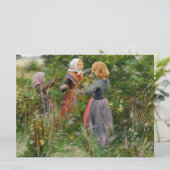 Drie meisjes plukken bramen kaart (Staand voorkant)