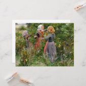 Drie meisjes plukken bramen kaart (Voorkant / Achterkant in situ)