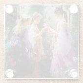 Drie meisjes spelen in een tuin glazen onderzetter (Achterkant)