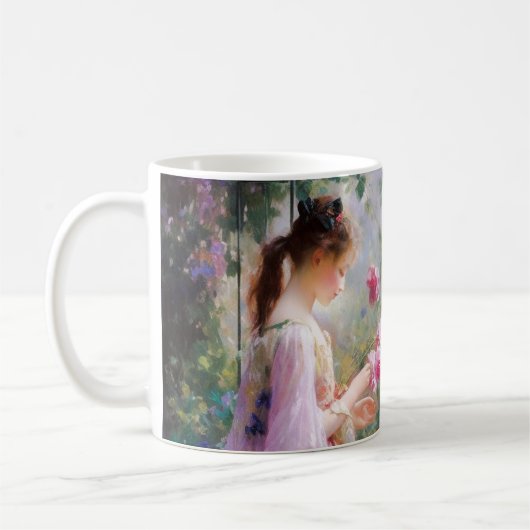 Drie meisjes spelen in een tuin koffiemok (Links)