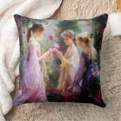 Drie meisjes spelen in een tuin kussen (Deken)