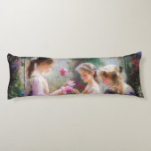 Drie meisjes spelen in een tuin lichaamskussen (Achterkant)