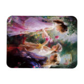 Drie meisjes spelen in een tuin magneet (Horizontaal)