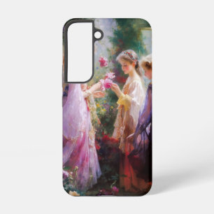 Drie meisjes spelen in een tuin samsung galaxy hoesje