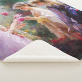 Drie meisjes spelen in een tuin sherpa deken (3/4)