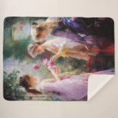 Drie meisjes spelen in een tuin sherpa deken (Voorkant (horizontaal))