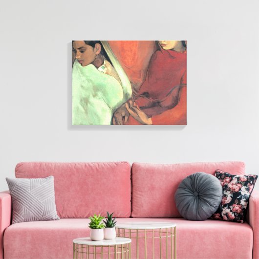 Drie meisjes van Amrita Sher Gil Canvas Afdruk (Insitu (Woonkamer))