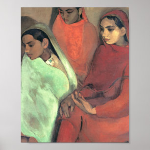 Drie meisjes van Amrita Sher Gil Poster