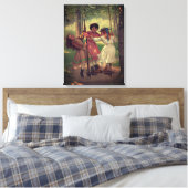 Drie meisjes zwaaien in het bos canvas afdruk (Insitu (Slaapkamer))