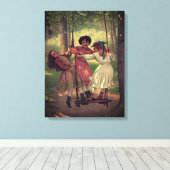 Drie meisjes zwaaien in het bos canvas afdruk (Insitu (Houten vloer))