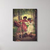 Drie meisjes zwaaien in het bos canvas afdruk (Voorkant)