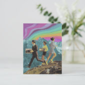 Drie mensen op de berg Surreal Radio Schaatsen Briefkaart (Staand voorkant)