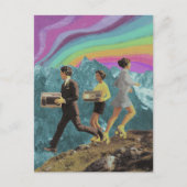 Drie mensen op de berg Surreal Radio Schaatsen Briefkaart (Voorkant)