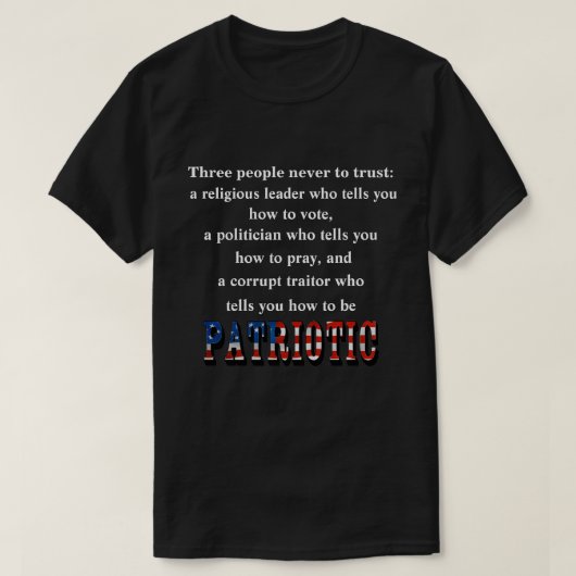 Drie mensen vertrouwen nooit: t-shirt (Design voorkant)