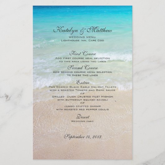 Drie menu Aangepaste Beach Weddenschap met bomen (Voorkant)