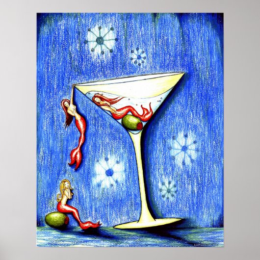Drie Mermaid Martini Poster (Voorkant)