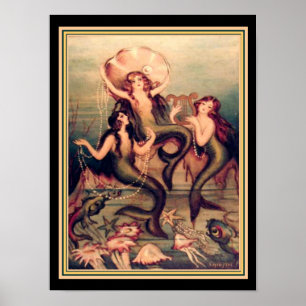 "Drie Mermaids"  Deco Chiostri Print