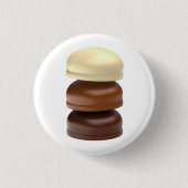 Drie met chocolade omhulde marshmallows ronde button 3,2 cm (Voorkant)