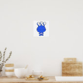 drie met een mooi monster blauw poster (Keuken)