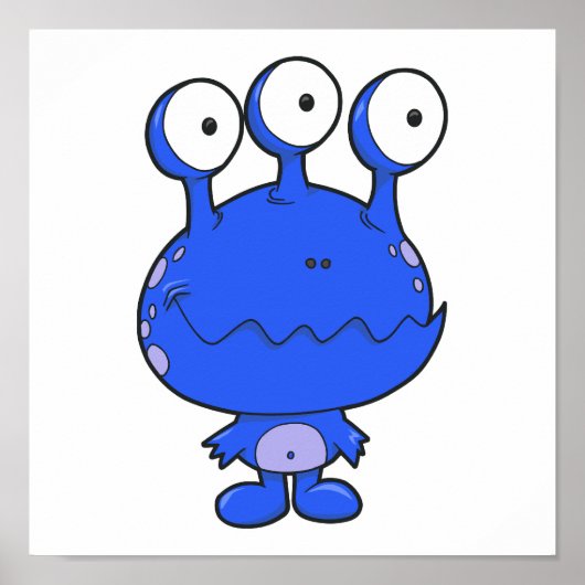 drie met een mooi monster blauw poster (Voorkant)