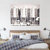 Drie metalen silo's in zwart en wit canvas afdruk (Insitu (Slaapkamer))