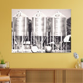 Drie metalen silo's in zwart en wit canvas afdruk (Insitu (Woonkamer))