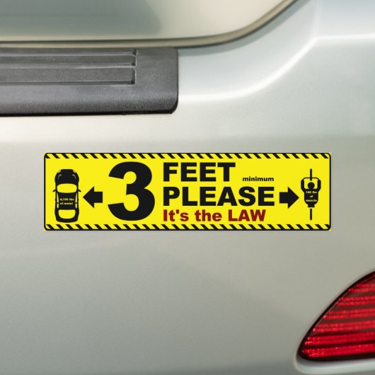 Drie meter, fietsen met een veiligheidsbumper bumpersticker (Op auto)