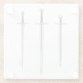 Drie middeleeuwse zwaarden 2016 glazen onderzetter (Achterkant)