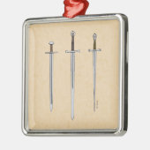 Drie middeleeuwse zwaarden 2016 metalen ornament (Links)